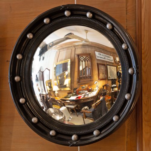 18.5" Ebonised Convex Mirror with Silver Balls