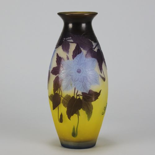 ART NOUVEAU CAMEO GLASS BLUE FLOWER VASE BY EMILE GALL - ADDITIONAL PHOTO 1