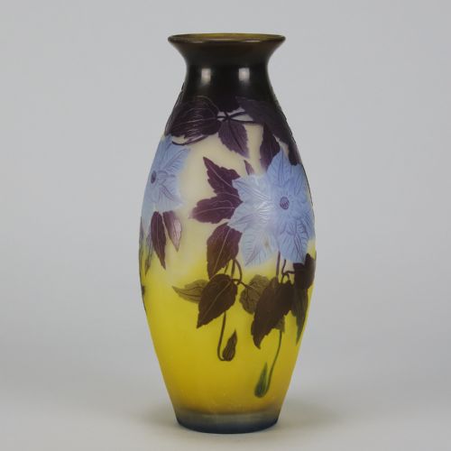 ART NOUVEAU CAMEO GLASS BLUE FLOWER VASE BY EMILE GALL - ADDITIONAL PHOTO 2