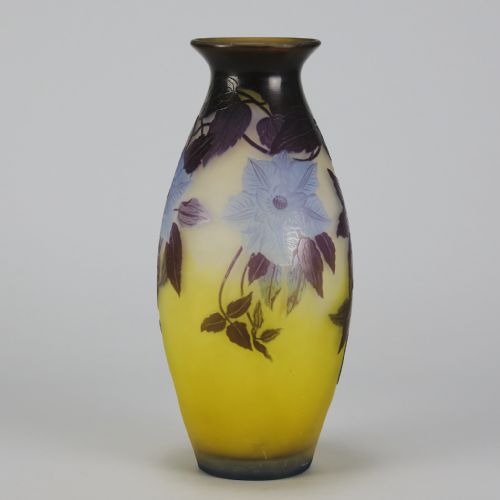 ART NOUVEAU CAMEO GLASS BLUE FLOWER VASE BY EMILE GALL - ADDITIONAL PHOTO 3