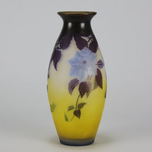 ART NOUVEAU CAMEO GLASS BLUE FLOWER VASE BY EMILE GALL - ADDITIONAL PHOTO 4