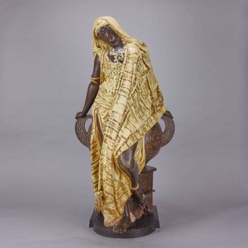 LATE 19TH CENTURY POLYCHROMED SCULPTURE ENTITLED ROMANTIC BEAUTY BY ARTHUR WAAGEN - ADDITIONAL PHOTO 1