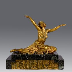 ART DECO GILT BRONZE STUDY ENTITLED THEBAN DANCER BY C J R COLINET