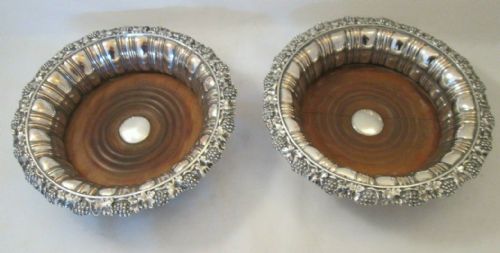 Pair of 19thc Old Sheffield Plate Wine Bottle Coasters C1830