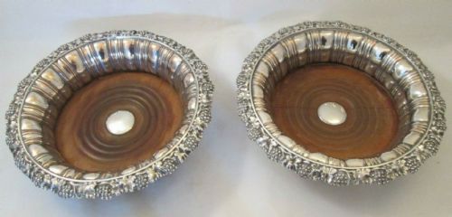 fig 1. Pair of 19thC Old Sheffield Plate Wine Bottle Coasters c1830