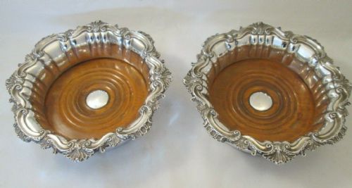 Large Pair of 19thc Old Sheffield Plate Wine Bottle Coasters C1830