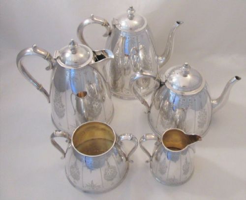 Fine 5 Piece Silver Plate Tea Set by Elkington C1900