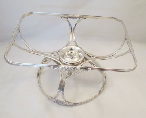 19th Century Silver Plated Rotating Dish Ring with Burner