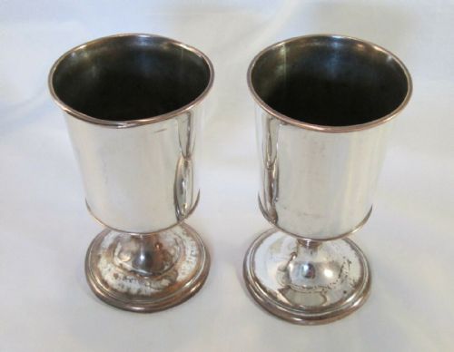 Georgian Pair of Old Sheffield Plate Goblets