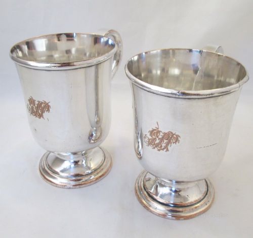 Pair of Georgian Old Sheffield Plate Half Pint Tankards C1800