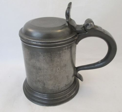 A 19th Century Lidded Pewter Tankard with Touchmarks