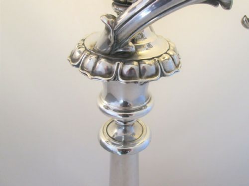 fig 2. Pair of Large Old Sheffield Plate 3 Branch Candelabra c1820 Coat of Arms Gibson