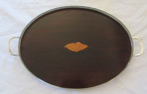 Fine Inlaid Mahogany and Silver Plated Tray