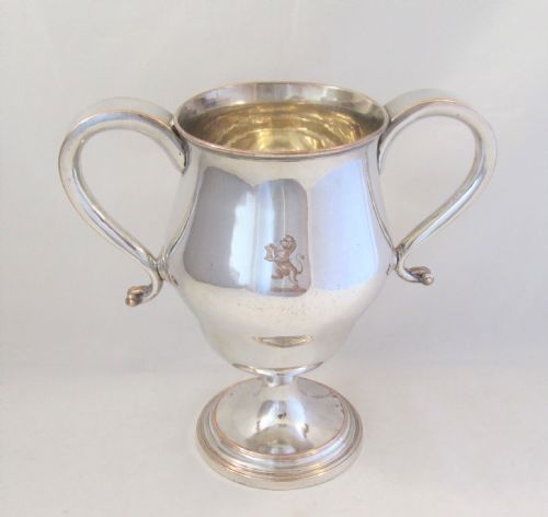 A Large Late 18th Century Old Sheffield Plated Loving Cup / Trophy with Crest