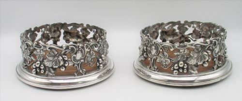 Stunning Pair of Silver Plated Wine Bottle Coasters by Elkington & Mason C1850