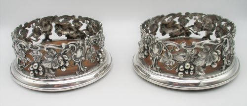 fig 1. Stunning Pair of Silver Plated Wine Bottle Coasters by Elkington & Mason c1850