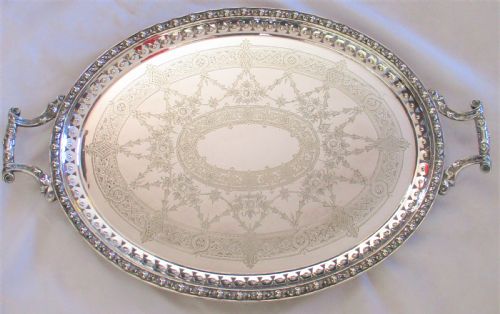 A Large 19th Century Silver Plated Serving Tray by Mappin & Webb