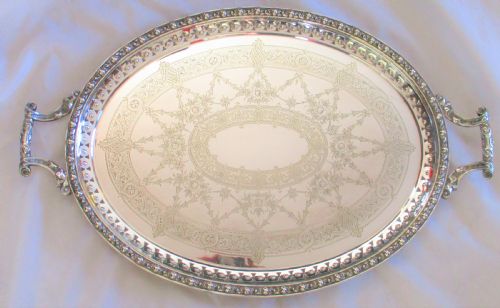 fig 1. A Large 19th Century Silver Plated Serving Tray by Mappin & Webb