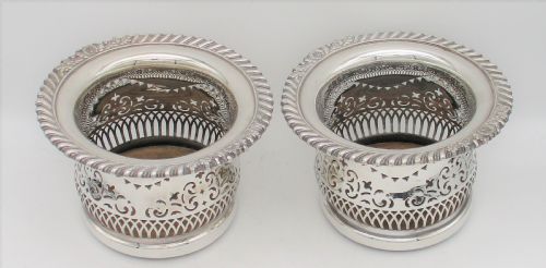 Fine C19th Pair of Deep Silver Plated Coasters