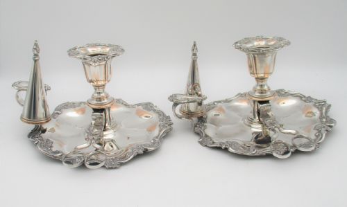 fig 1. Fabulous Pair of Old Sheffield Plated Chamber Candlesticks c1820