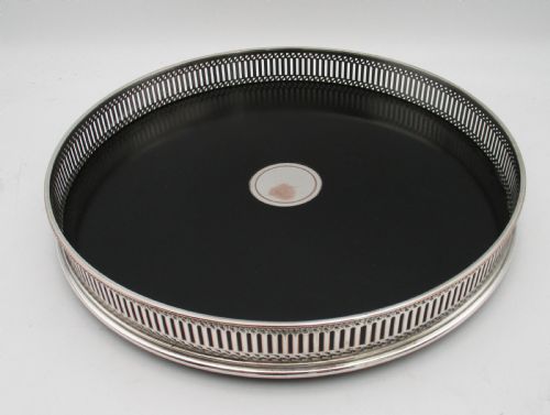 Small Art Deco Silver Plated & Ebonised Wood Cocktail Tray