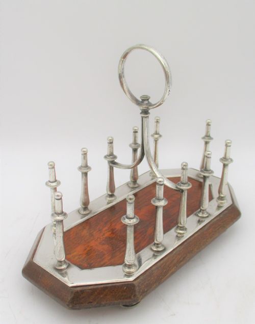 An Unusual Oak & Silver Plated Toast Rack C1890