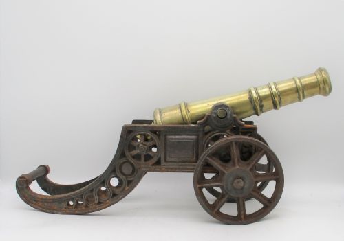 A Large Fabulous Brass & Cast Iron Model Cannon 17"/45cm