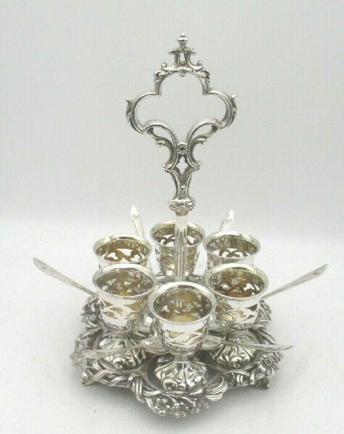 A Fine Silver Plated Egg Cruet by Broadhead & Atkin C1850