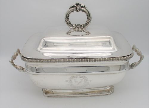 A Fine 19th Century Silver Plated Soup Tureen with Crest