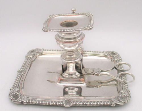 Matthew Boulton Old Sheffield Plated Chamber Candlestick with Snips