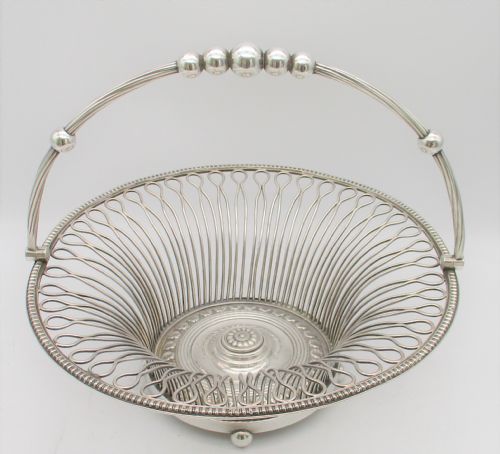 Fantastic Large Silver Plated Wire Work Bread Basket C1880