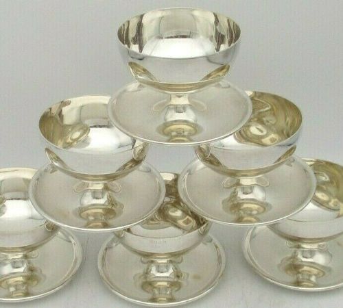 Good Set of 6 Art Deco Silver Plated Dessert Bowls