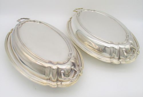 Elegant Pair of Silver Plated Art Deco Tureens C1930