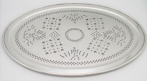 FINE 19TH CENTURY SILVER PLATED MAZARINE DRAINING TRAY - ADDITIONAL PHOTO 1