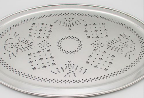 FINE 19TH CENTURY SILVER PLATED MAZARINE DRAINING TRAY - ADDITIONAL PHOTO 3