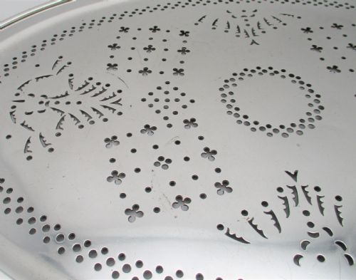 FINE 19TH CENTURY SILVER PLATED MAZARINE DRAINING TRAY - ADDITIONAL PHOTO 4