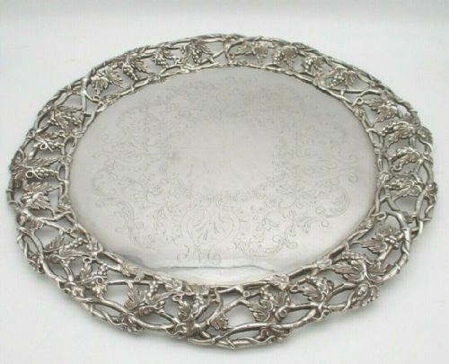 Fine Ornate Silver Plated Cake Plate / Platter C1900