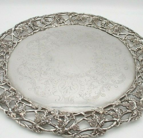 fig 1. Fine Ornate Silver Plated Cake Plate / Platter c1900