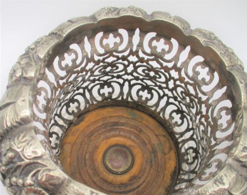A RARE PAIR OF SILVER PLATED WINE BOTTLE COASTERS C1850 - ADDITIONAL PHOTO 3