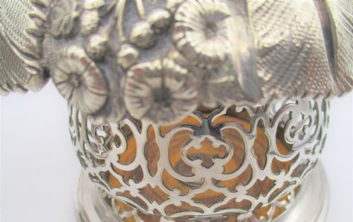 A RARE PAIR OF SILVER PLATED WINE BOTTLE COASTERS C1850 - ADDITIONAL PHOTO 4