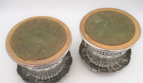 A RARE PAIR OF SILVER PLATED WINE BOTTLE COASTERS C1850 - ADDITIONAL PHOTO 7