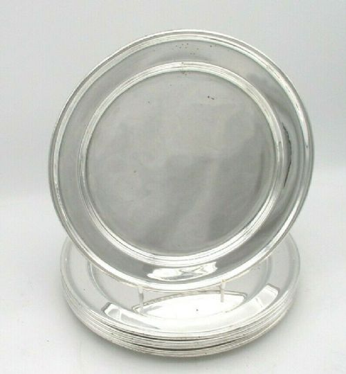 fig 1. Set of 6 Silver Plated Dinner Plates by Elkington