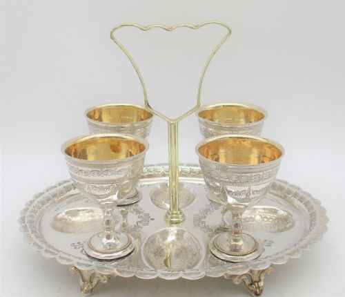 Fine Silver Plated Egg Cup Stand by William Wheatcroft Harrison