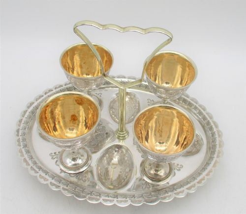 fig 1. Fine Silver Plated Egg Cup Stand by William Wheatcroft Harrison