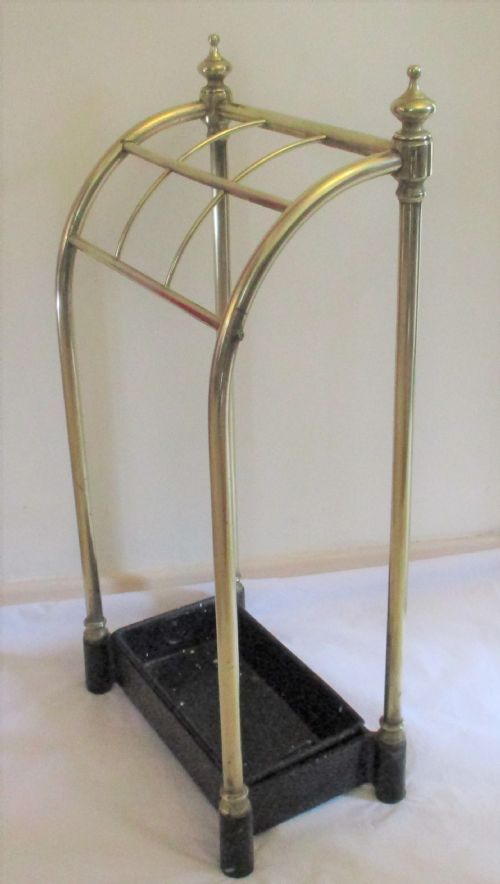 A Small Edwardian Brass & Cast Iron Stick / Umbrella Stand