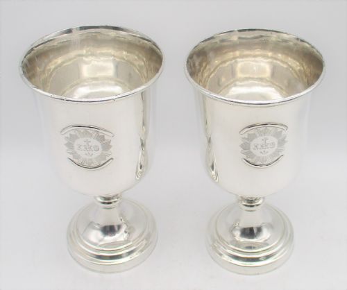 A Pair of Large 19th Century Silver Plated Communion Goblets