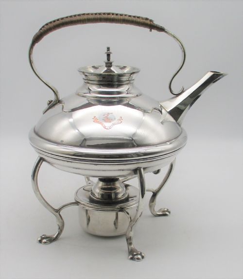 Fine 19th Century Silver Plated Crested Spirit Kettle