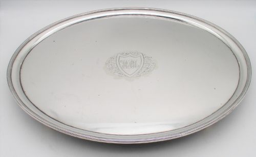 A Fine Oval Old Sheffield Plated Tray with Crest C1800