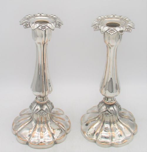 Beautiful Pair of Old Sheffield Plated Candlesticks by Dixon & Sons