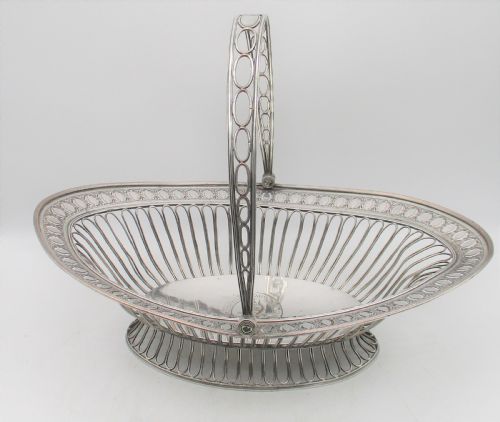 Fine Large Old Sheffield Plated Wire Work Basket with Vernon Family Crest